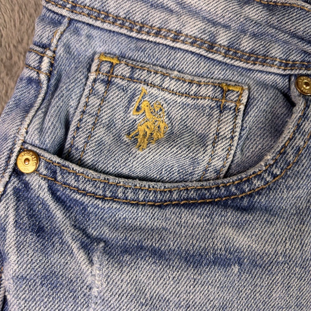 U.S. Polo Assn. Jeans Women's 8 Regular Blue Light Wash Distressed Denim Ripped - Picture 3 of 12